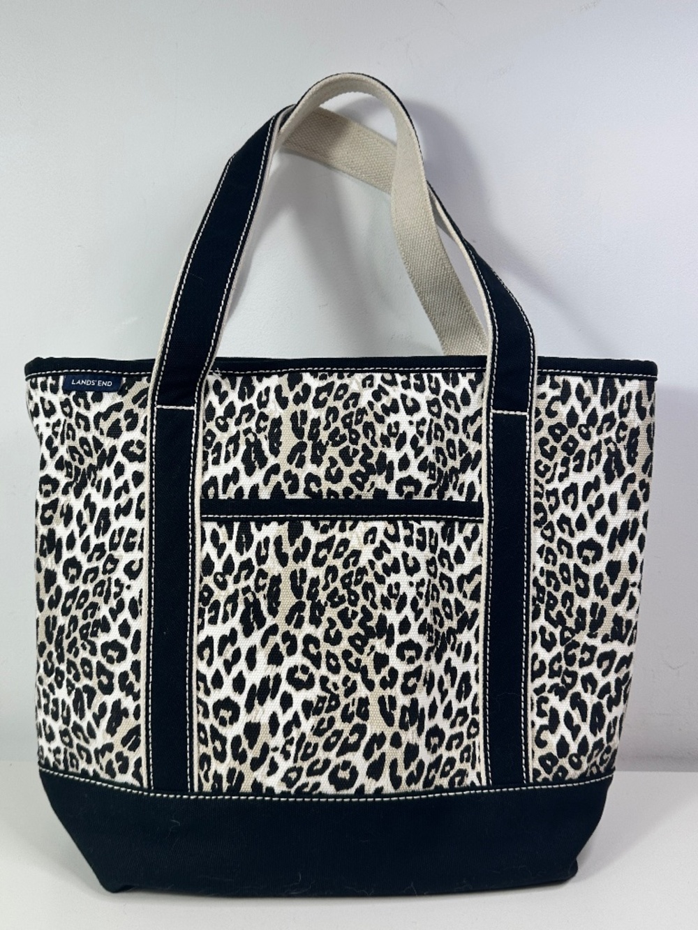 Lands’ End Canvas Zip Tote Bag Cheetah Print - Picture 3 of 15